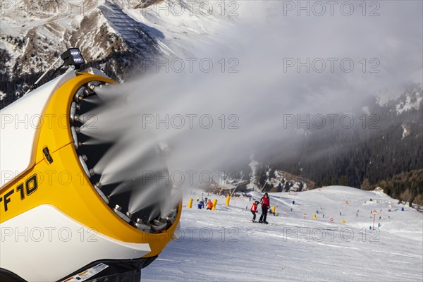 Snow cannon in the Val Gardena Dolomiti Superski South Tyrol ski area