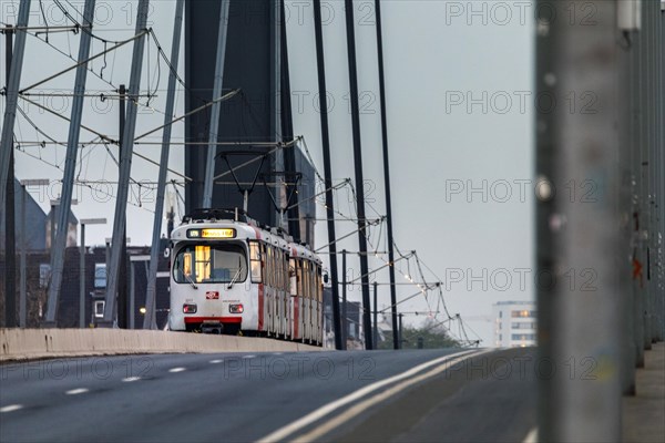 Tram crosses Oberkassel bridge