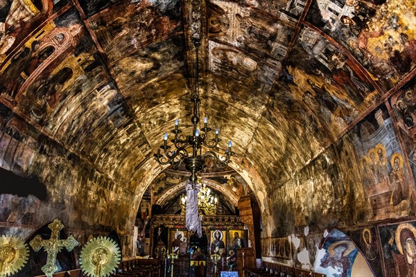 Cross-domed church of Kimissis tis Theotokou with frescoes of the Old and New Testaments