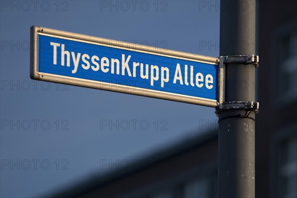 Street sign ThyssenKrupp Allee