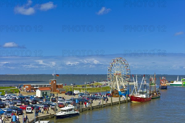 Decorated crab cutter in the harbour of Neuharlingersiel