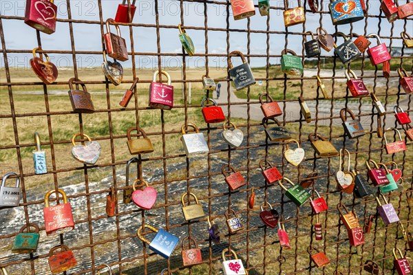 Love locks on the forecourt of the pier