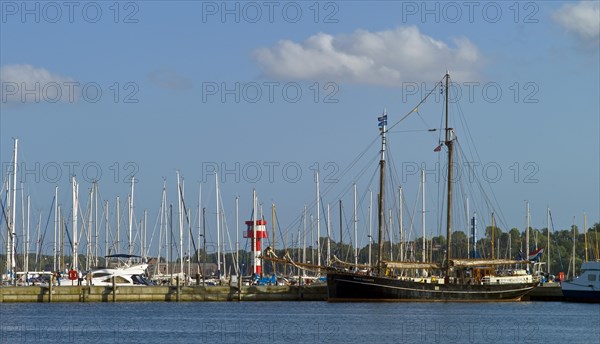 Sports boat harbour with gaff schooner Marie Galante