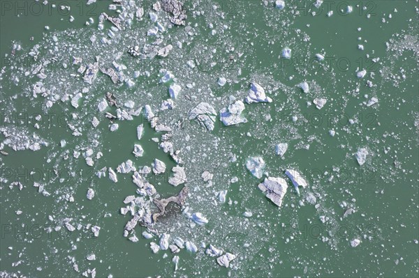 Aerial view of floating drift ice