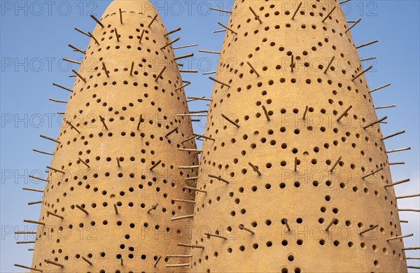 Close-up view of two of Pigeon Towers