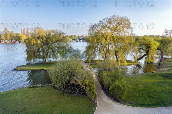 Small Swan Island in front of the Castle Island on Lake Schwerin