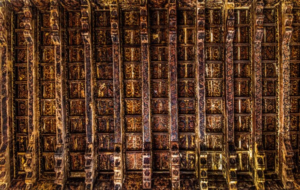 Ceiling in the oldest captains house in the winding streets with white houses