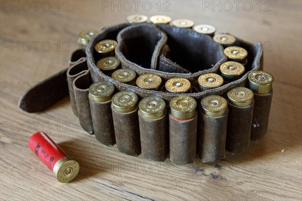 Cartridge belt with shotgun ammunition calibre 12