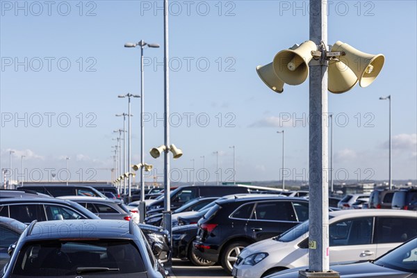 Loudspeaker system on the parking deck at Duesseldorf Airport