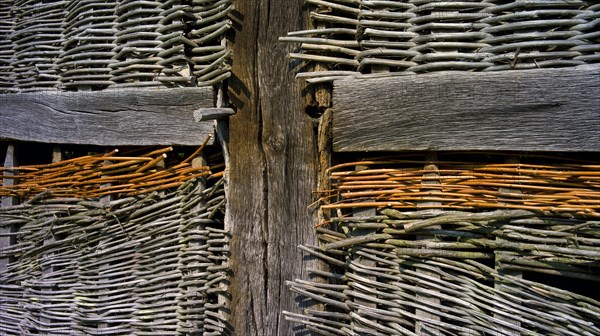 Willow wickerwork on a barn