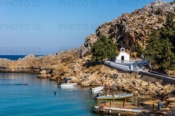 St Pauls Bay in Lindos with Chapel