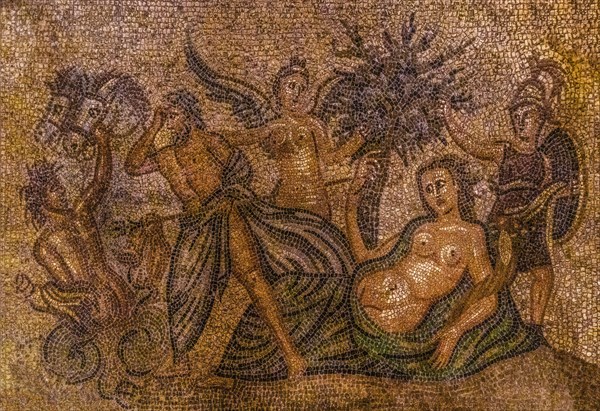 Mosaic with mythological scene with Athena and Poseidon from Kos