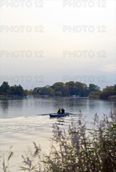 Rowers on the Lesum in the evening light