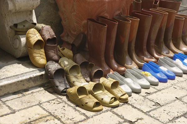 Rubber shoes at the market in Milas