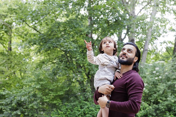 Father with child in the countryside