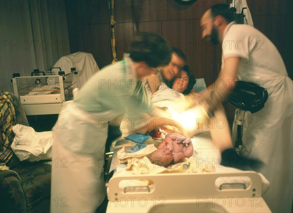 The birth of a child in hospital