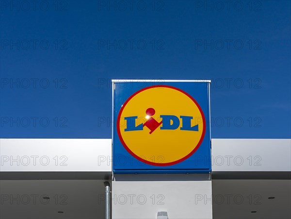 Lidl logo on the discounter building