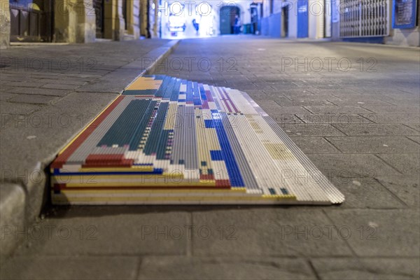 Ramp for wheelchair users built with Lego bricks