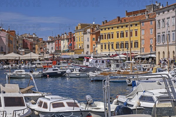 Fishing boats and sailing boats in the the harbour of the city Rovinj