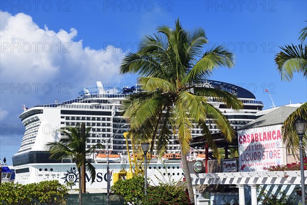 MSC cruise ship towers above the houses