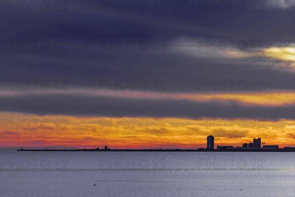 View over the Meldorf Bay to the skyline of Buesum