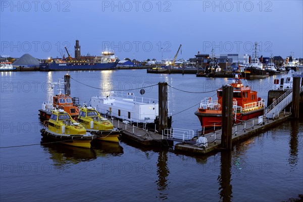 Seaport Cuxhaven at the mouth of the Elbe into the North Sea