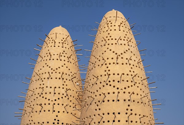 Close-up view of two of Pigeon Towers