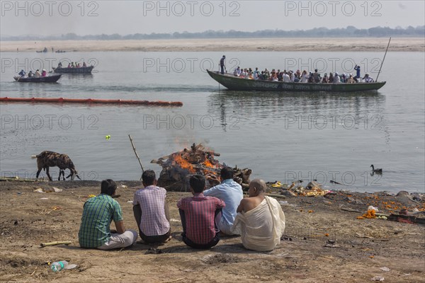 Cremation site of deceased Hindus on the Ganges