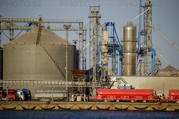 DB Cargo freight wagons stand in the port of Constanta. In the port of Constanta