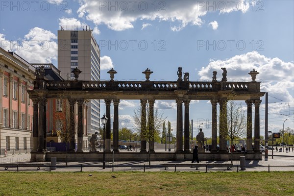 Remains of the Potsdam wrestling colonnade next to the Brandenburg Parliament on Friedrich-Ebert-Strasse