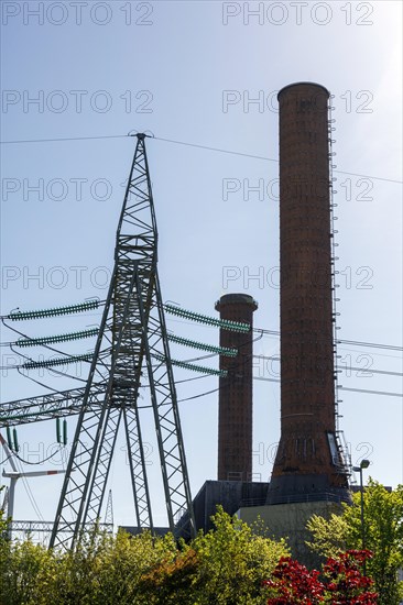 High-voltage power lines at Brunsbuettel nuclear power plant