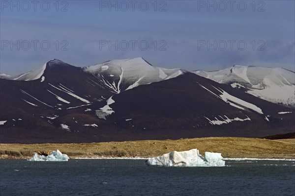 Melting ice floe drifting in Burgerbukta