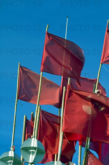 Marker flags on a fishing boat