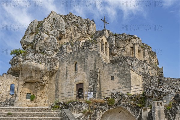 Medieval rock chapels Santa Maria di Idris e San Giovanni in Monterrone in the Sasso Caveoso of the ancient town Matera