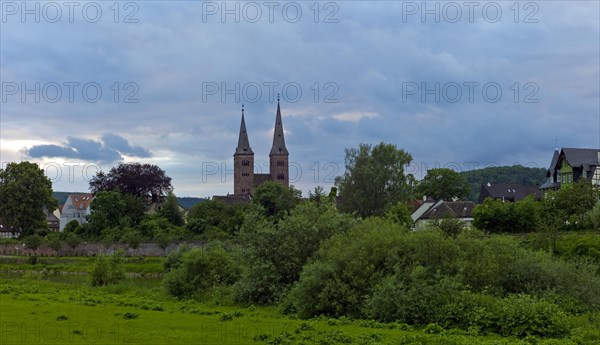 View over the Weser towards the town of Hoexter