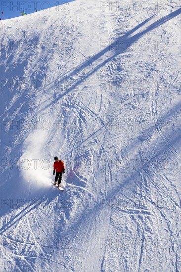 Skiers in the Val Gardena Dolomiti Superski ski area South Tyrol