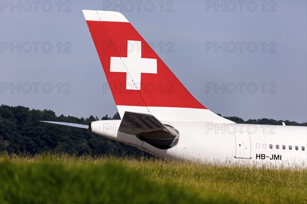 Tail fin of an aircraft of the airline Swiss