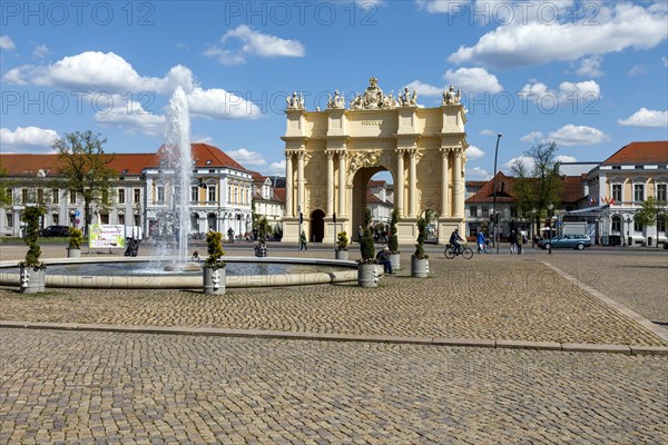 Luisenplatz with fountain and the Brandenburg Gate Potsdam