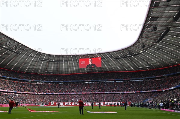 Presentation of new coach Thomas Tuchel FC Bayern Munich FCB on scoreboard