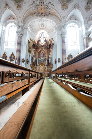 Side view of the historic parish church of St. Andreas