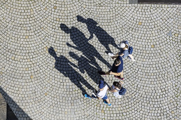 Birds eye view of four people