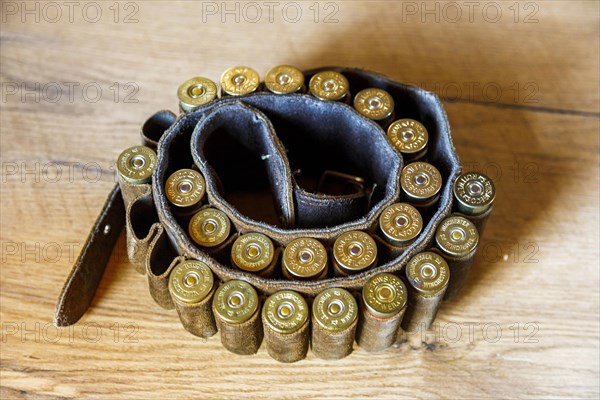 Cartridge belt with shotgun ammunition calibre 12