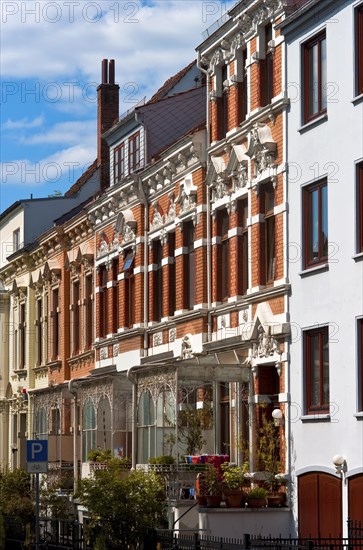 Typical Bremen houses with glass verandas