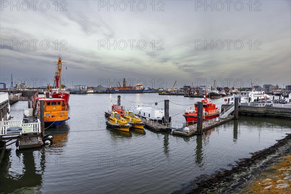 Seaport Cuxhaven at the mouth of the Elbe into the North Sea