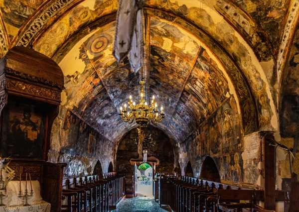 Cross-domed church of Kimissis tis Theotokou with frescoes of the Old and New Testaments