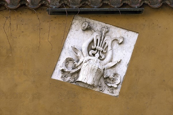 Coat of arms on a house wall of the Jakob Fugger settlement