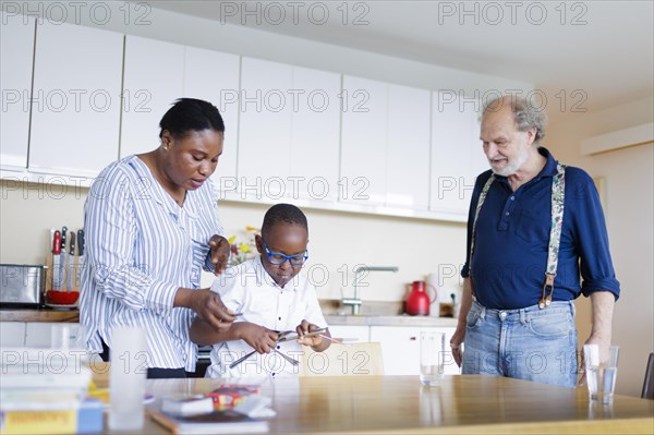 Family sets the table