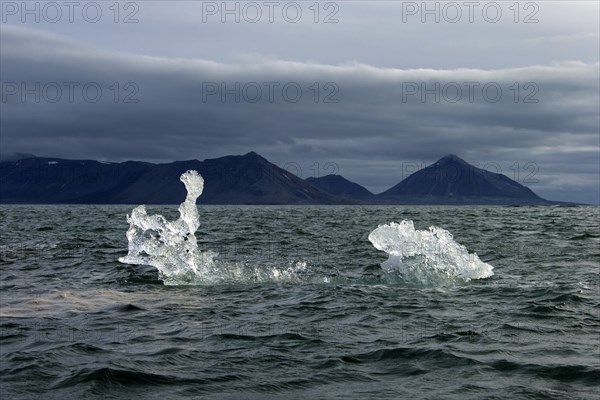 Melting ice floe drifting in Burgerbukta