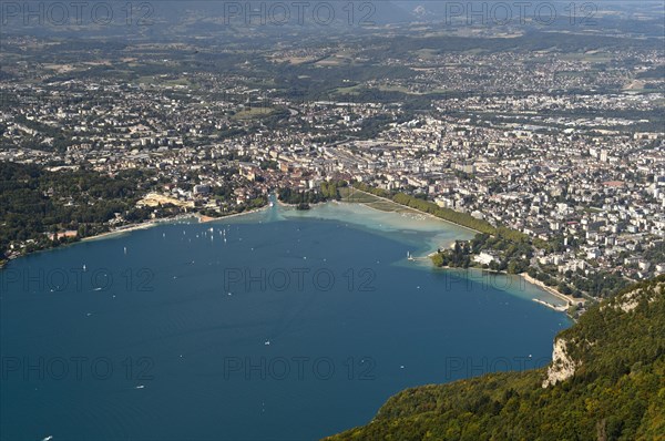 View from Mont Veyrier of the lake of Annecy