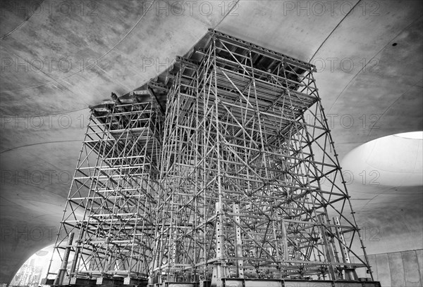 Scaffolding on chalice pillar in the cathedral